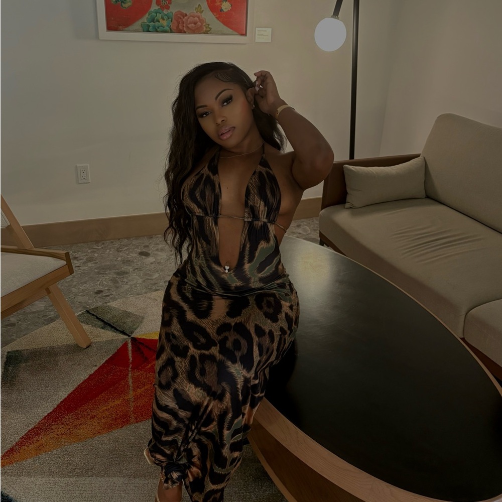 Fashion Nova Leopard Print Maxi Dress